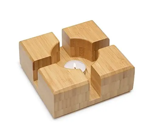 Produktbild: NP BAMBOO NARY Stövchen - Teewärmer aus 100% Bambus - Hochwertiges Design - Kaffee und Tee Warmhalter - Universeller Getränkewärmer - Robustes Teestövchen aus Holz