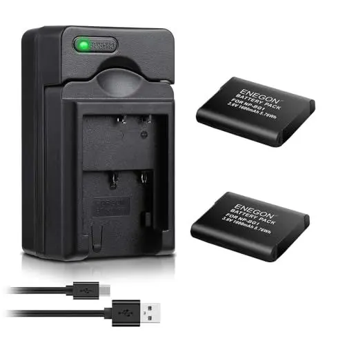 Produktbild: NP-BG1, ENEGON Batterie (2er Pack) und Schnell-Ladegerät für Sony NP-BG1 NP-FG1 und Cyber-Shot DSC-W30 W35 W50 W55 W70 W80 W120 W150 W220 WX1 WX10 HX9V H7 H9 H10 H20 H70 H50 H55 H90 HX5V HX9V HX10V