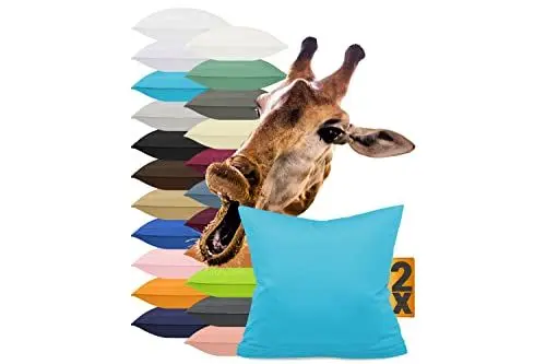 Produktbild: npluseins Kissenhüllen im Doppelpack - aus Mikrofaser - in 22 aktuellen Farben – schlicht, modern und super kombinierbar, 40 x 40 cm, türkis