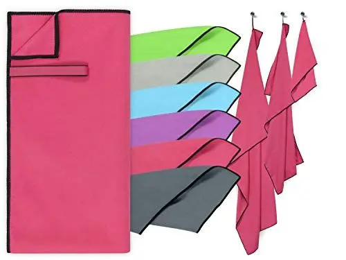 Produktbild: npluseins Mikrofaser Sporttuch - schnelltrocknendes Handtuch - erhältlich in 6 kräftigen Farben und 3 unterschiedlichen Größen, pink, ca. 50 x 100 cm