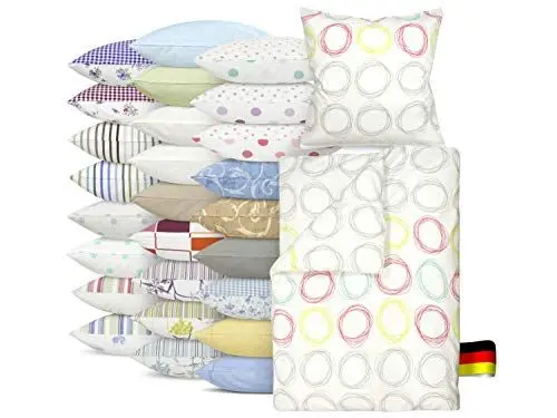 Produktbild: npluseins Weichfrottier Bettwäsche - Markenqualität Made in Germany 1504.2145, Kreise bunt, ca. 155 x 200 + 80 x 80 cm