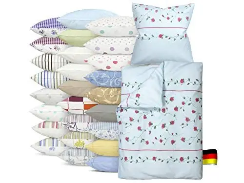 Produktbild: npluseins Weichfrottier Bettwäsche - Markenqualität Made in Germany 1504.2145, Melina blau, ca. 155 x 220 + 80 x 80 cm