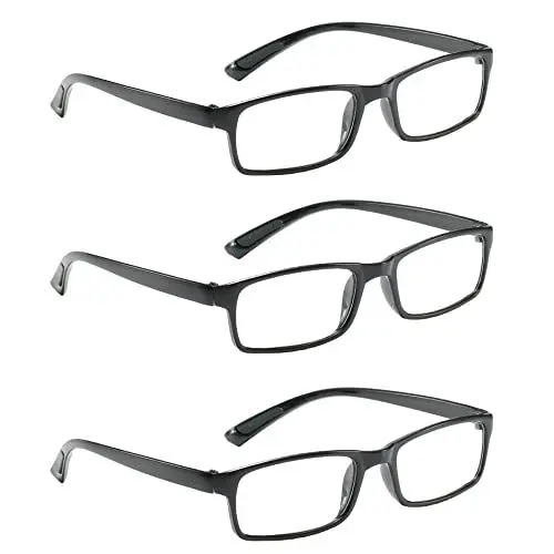 Produktbild: NRDIK PROFLEX LIGHTWEIGHT (3er-Pack) Flexibel Lesebrille – schlagfest, kratzfest, biegbar, rutschfest, Unisex (Männer + Frauen) (Schwarz·· rechteckig·· 1.0)