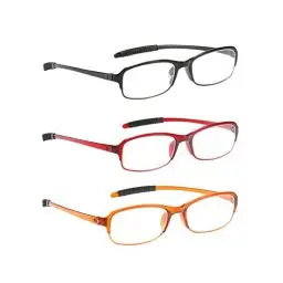Produktbild: NRDIK PROFLEX Lightweight (3er-Pack) Flexibel Lesebrille – schlagfest, kratzfest, biegbar, rutschfest, Unisex (Männer + Frauen) (oval, rot, schwarz, braun, 2.5)
