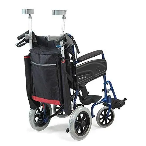 Produktbild: NRS Healthcare Wheelyscooter Reflective Wheelchair Scooter Gehstock/Krückentasche, Schwarz & Burgund