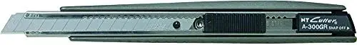 Produktbild: NT Cutter Ganzmetallcutter A-300 GRP (9 mm Abbrechklinge, Druchtastenmechanik, Auto-Lock Mechanismus, ohne Ersatzklinge, Länge 150 mm) 489642