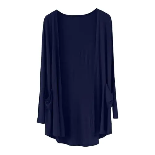 Produktbild: Nuaoxyeu dünne weste damen Damen Langarm Strickjacke Sommer Lang Leicht Cardigan Casual Sommerjacke Mit Taschen Losen Offener Vorderseite Jacke Baggy Elegant warehouse deal