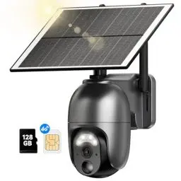Produktbild: NUASI 4G LTE Überwachungskamera Aussen Solar mit SIM Karte &<strong>128GB:</strong>  Karte- 2K HD PTZ Kabellos Kamera Ohne WLAN Outdoor Akku, 355°/100° Schwenkbar, Farb-Nachtsicht, 2-Wege-Audio, PIR Erkennung, IP66
