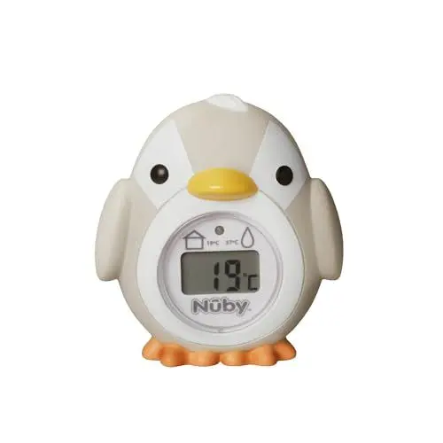 Produktbild: Nuby - Badethermometer für Babys in Pinguinform - Leicht lesbarer Bildschirm - BPA-frei - Grau - Geeignet ab 0 Monaten