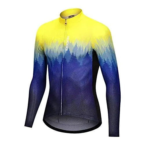 Produktbild: NUCKILY Durchgehender Reißverschluss Feuchtigkeitstransport Herren Langarm Radtrikot Atmungsaktiv Laufende Oberteile Bike Shirt