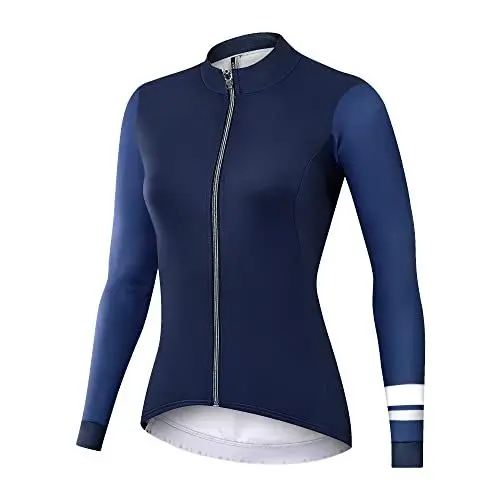 Produktbild: NUCKILY Thermo-Radtrikot, langärmelig, Damen-Laufjacke, Fahrrad-Shirt, leuchtender Reißverschluss für Fahrradbekleidung, saphir, Large
