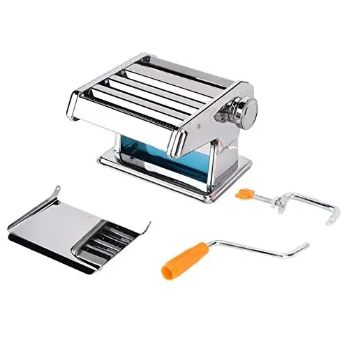 Produktbild: Fdit Nudelmaschine, Knödel-Ausrollmaschine, Lebensmittelechter Edelstahl, Manuelle Maschine mit 9 Gängen, Nudelmaschine mit 3 Klingen, Nudelherstellungsmaschine mit Drei Messern,, Fdite6z34hti2o