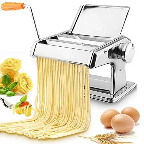 Produktbild: Nudelmaschine, Pasta Maker Nudelmaschine Manuell Set Edelstahl Pastamaker Hand Crank Noodle Maker Pastamaschine Noodles Cutter Spaghetti Maker Frische Pasta Walze Maschine mit Klemme
