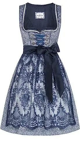 Produktbild: Nübler Dirndl midi Damen - 2 teilig inkl. Kleid und Dirndl Schürze, Rocklänge 60cm - Moderne bayrische Tracht, Mathilda, Größe:46
