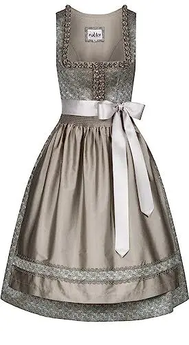 Produktbild: Nübler Dirndl midi Damen - 2 teilig inkl. Kleid und Dirndl Schürze im Landhausstil, Rocklänge 70cm - Moderne bayrische Tracht, Patricia Oliv, Größe:36