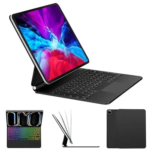 Produktbild: Nuflaz Magic Keyboard, Hülle mit Tastatur für das 13'' iPad Pro (M4), QWERTZ Deutsch, iPad Pro 13 Zoll Tastatur (M4 2024) für angenehmes Tippen, integriertes Trackpad, Reihe mit Funktionstasten