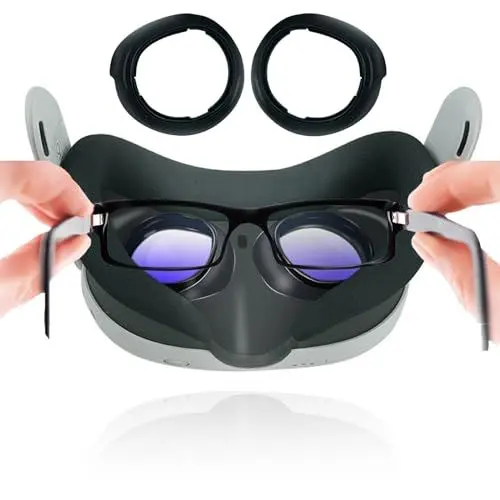 Produktbild: NUHFUFA 1 Set Brillenabstandshalter Kompatibel mit Quest 3, VR Brillenglas-Schutzrahmen LDPE Anti-Kratz-Ring mit Aufbewahrungsbox zum Schutz von VR-Headset-Brillen für Quest 3 Lens Protector Zubehör