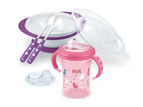 Produktbild: NUK Esslern-Set Girl, Geschenkbox mit Cup, Esslernschale und Löffeln, ab 6 Monaten