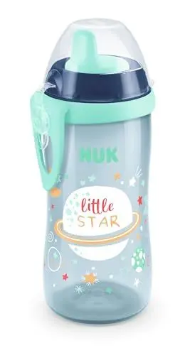 Produktbild: NUK Kiddy Cup Night Trinklernflasche | Schnabeltasse mit Leuchteffekt | 12+ Monate | Auslaufsicher mit harter Trinktülle | Clip und Schutzkappe | BPA-frei | 300 ml | Planeten (blau), 10255678