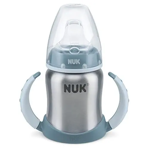 Produktbild: NUK Learner Cup Trinklernbecher | 125 ml | 6-18 Monate | auslaufsicher | hochwertiger Edelstahl | langlebig und hygienisch | Blau