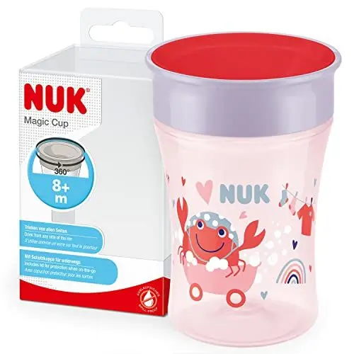 Produktbild: NUK Magic Cup Trinklernbecher | 8+ Monate | 230 ml | auslaufsicherer 360°-Trinkrand | BPA-frei | rote Krabbe