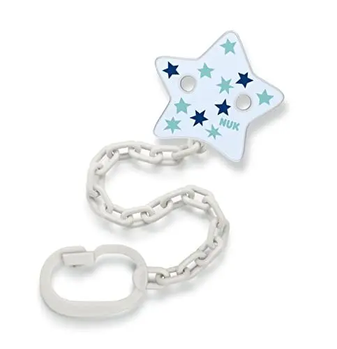 Produktbild: NUK Schnullerkette mit Clip | für Schnuller mit Ring | stabil und bruchsicher | blaue Sterne