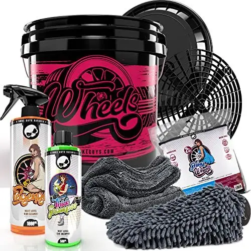 Produktbild: Nuke Guys professionelles Auto Waschset für die optimale Handwäsche: Nuke Guys Wheels Bucket 3,5GAL + Deckel, Thick Shampoo 500ml, Felgenreiniger 1L, Shiny Wheels 2in1 Mikrofaserset + Grit Guard