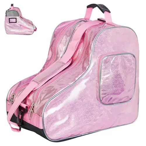 Produktbild: NUKied Rollschuhtasche, atmungsaktive Schlittschuhtasche mit Verstellbarem Schultergurt,Große Kapazität,Passende Inline-Skates, Schlittschuhe, für Kinder und Erwachsene (Diamond Powder)