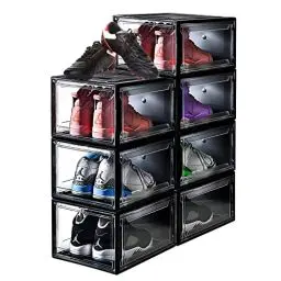 Produktbild: NUKied Schuhboxen Stapelbar Transparent|3er Set Schuhkarton mit Tür, Sneaker Box für Herren- und Damenschuhe Schuhaufbewahrungsbox |Aufbewahrungsboxen für Schuhe,Robust, Langlebig,(43X29X14CM)