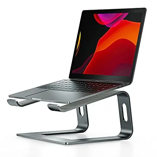 Produktbild: NULAXY Aluminium Laptop-Ständer, Ergonomischer Abnehmbare Laptop Halterung für Schreibtisch mit Belüftung, Notebook-Ständer Kompatibel mit MacBook, Dell, HP, Samsung, Lenovo, 10-16 Zoll Laptops, Grau