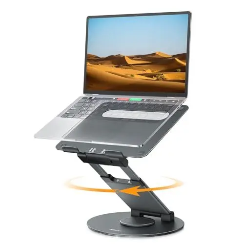 Produktbild: NULAXY Ausziehbare Laptop Ständer mit 360 Drehbarer Basis, Ergonomischer Laptopständer Höhenverstellbar bis 20