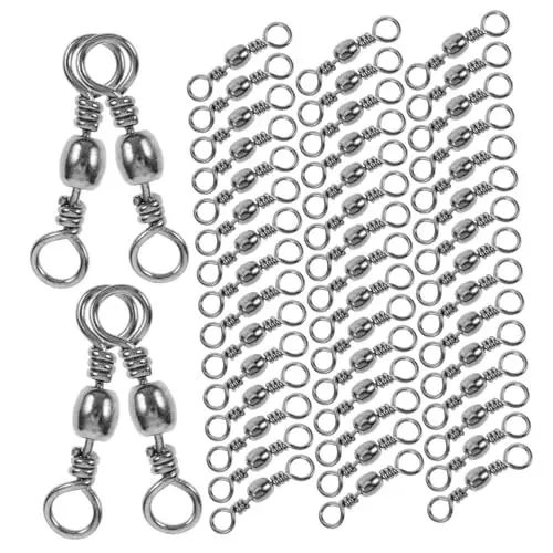 Produktbild: NULYLU 100St Angelschnur- Kugelkette schwenkbar Barrel-Snap-Swivel Angelköder Angelzubehör-Set Fischhaken-Verbindungsstück Lure- Zubehör für Köderangelausrüstung Black