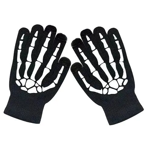 Produktbild: NULYLU Elastische gestrickte Halloween- -Handschuhe -Skelett-Handschuhe Vollfinger-Handschuhe für Outdoor-Aktivitäten Herrenmode-Handschuhe