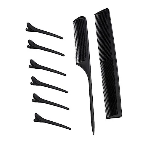 Produktbild: NULYLU 2 Stück 6 Haarkamm Haarspange Haarschneidekamm Frisierkamm Friseurkamm Haarschneidekämme Haar Black
