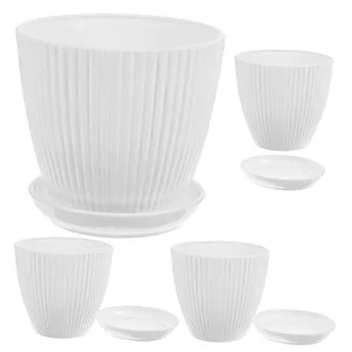 Produktbild: NULYLU Orchideentöpfe Für Pflanzen 4er-Pack Blumentopf Aus Kunstharz Mit Untertasse Mehrzweck-pflanzgefäß Für Heim- Und Gartendekoration