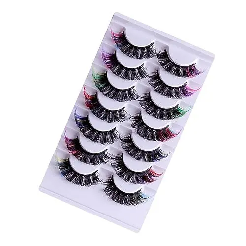 Produktbild: NULYLU 7paare Farbige Wimpernverlängerungen Falsche Wimpern Für Make-up Cosplay Mit Farbigen Kunstwimpern Für Partys Hochzeiten Und Auftritte