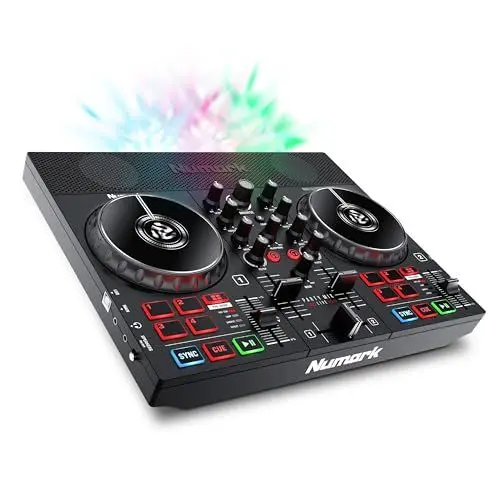 Produktbild: Numark Party Mix Live – DJ Controller Mischpult mit eingebauten Lautsprechern, Lichtshow·· unterstützt direktes Streaming von TIDAL, SoundCloud u. mehr