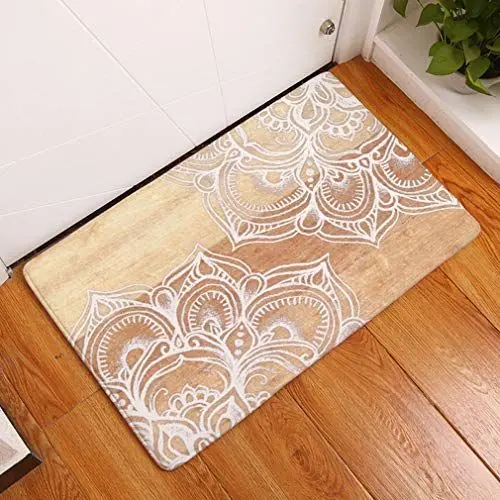 Produktbild: Nunbee Designer Fußmatte Anti Rutsch Unterlage Wasseraufnahme Teppich Praktische Schmutzfangmatte Haustür Flur Innenbereich Aussen Lustig Waschbar Weihnachten Katze, Mandala 2 40 * 60cm