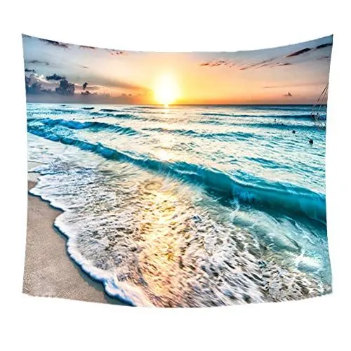 Produktbild: Nunbee Tapisserie Wandbehäng Mandala Wald Wandteppich Wanddekoration Fatima Indisch Psychedelic makramee Hanging Hippie Tapestry Natur Beach Tischdecke Strandtücher, Welle 2 200 * 150cm