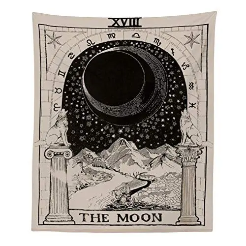 Produktbild: Nunbee Tapisserie Wandbehäng Mandala wald Wandteppich Wanddekoration Fatima Indisch Psychedelic makramee Hanging Hippie natur Beach Yoga Tischdecke Picknickdecke Strandtücher, THE MOON 100*75cm