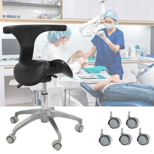 Produktbild: NUNETH Sattelhocker Dental-Rollstuhl, Geteilter Sitz, Schwarz, Ergonomischer Geteilter Sattelstuhl mit Rückenlehne, 19