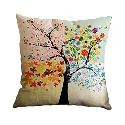 Produktbild: Nunubee Baumwolle Leinen Kissenbezug 45 x 45 cm Kissen-überzug, Kissenhülle, Sofa Dekoration, Blätter, Baum 7, 45cm*45cm/18