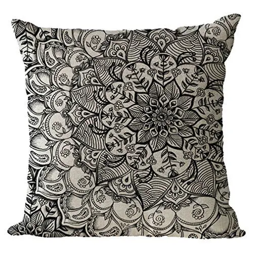 Produktbild: Nunubee Böhmen Geometrisch Exotisch Kissenbezüge 45 x 45 cm Leinen Zierkissenbezüge Dekorative Kissenbezug Dekokissen Sofakissen Lendenkissen Wurfkissenbezug Kissenhülle, Modell 33