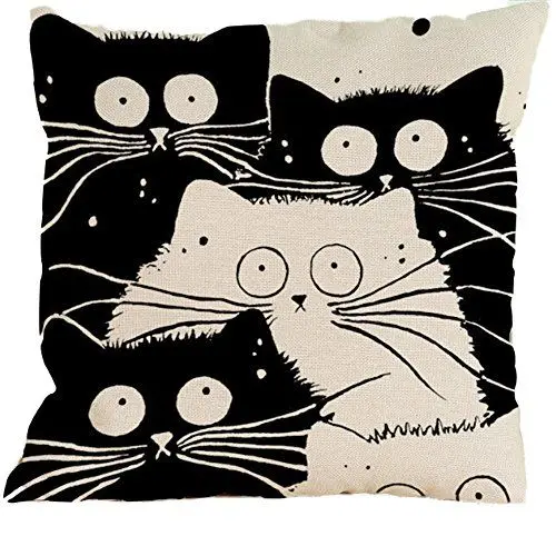 Produktbild: Nunubee Kissenbezug Schwarze und weiße Katzen Nordisch Stil Industrial deko Kissen deko Wohnzimmer Autodekoration Sofa Cover, Stil 5 Super weicher Samt 45x45cm