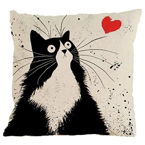 Produktbild: Nunubee Kissenbezug Schwarze und weiße Katzen Nordisch Stil Industrial deko Kissen deko Wohnzimmer Autodekoration Sofa Cover, Stil 7 Super weicher Samt 45x45cm