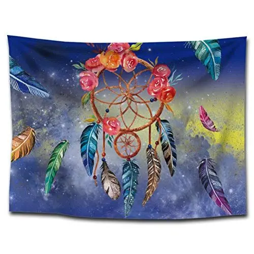Produktbild: Nunubee Nunbee Tapisserie Wandbehäng Mandala Wald Wandteppich Wanddekoration Fatima Indisch Psychedelic makramee Hanging Hippie Tapestry Natur Beach Tischdecke Strandtücher, Windspiele 3 100 * 75cm