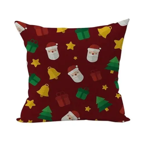 Produktbild: Nunubee Weiche Baumwolle Leinen Home Platz Kissen Dekorative Dekokissen Fall Weiche Sofakissenbezug Weihnachten Weihnachtsmann