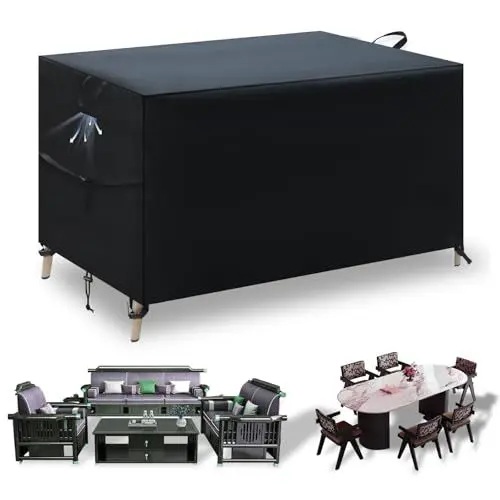 Produktbild: Gartenmöbel-Abdeckung 160x100x74 cm – Wasserdicht, Winddicht, UV-Schutz, Staubdicht, 420D Oxford, für Tisch, Lounge, Rattan, Gartenstuhl, Terrassenmöbel Gartentisch Stoffplane Schutzhülle
