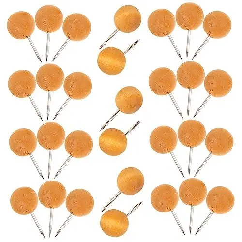 Produktbild: NUOBESTY Pinnnadeln 100st Hölzerne Stecknadel Push-pin-haken Kartenmarkierungsstift Kopfstift Basteln Reißnägel Und Stecknadel Daumennägel Büroradio Offic Wiederverwendbarer Druckstift Zarte Reißnägel