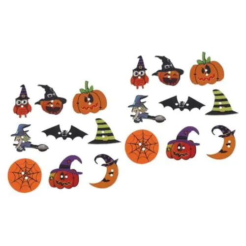 Produktbild: NUOBESTY 2 Sets Halloween Kostüme Verschiedene Holzknöpfe Zum Nähen Stricken 50 Stück * 2